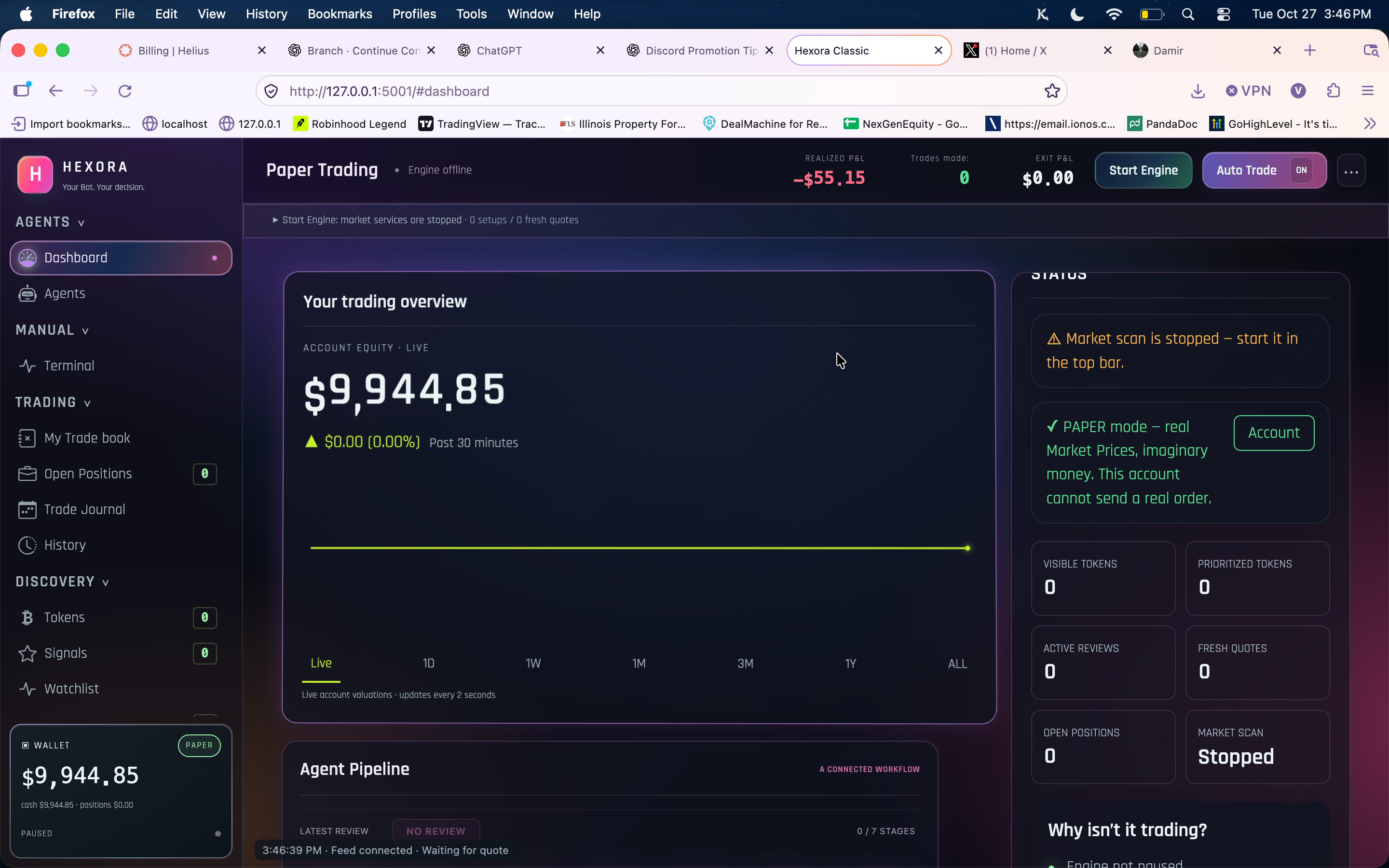 Hexora portfolio interface